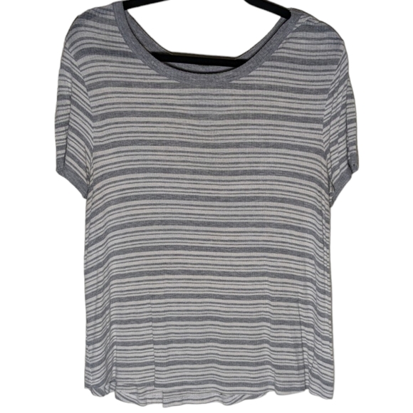 Soft and Comfy Striped Grey and White Tee - Picture 1 of 3